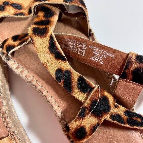 🤎 Madewell Malia Espadrille Leather Upper Calf Hair Leopard Sandals size 9.5 - Picture 4 of 8